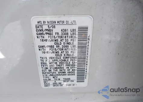 2008 Nissan Rogue S/Sl from USA, damaged, VIN JN8AS58V58W144085